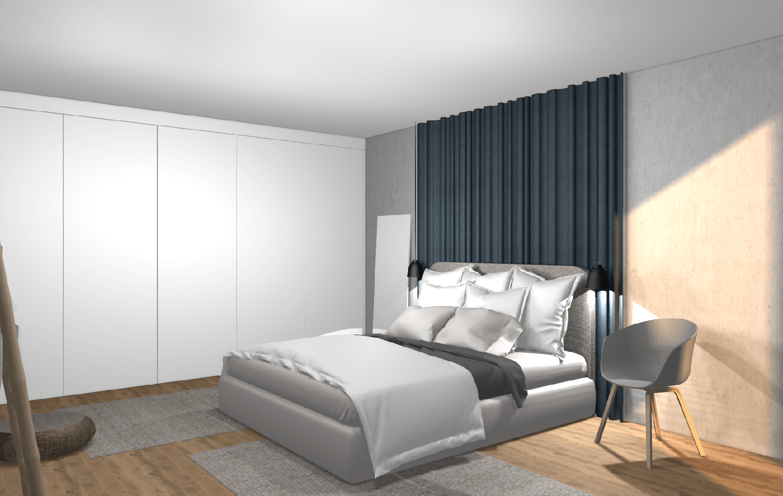 Holzboden im Schlafzimmer wohnly Designkonzept