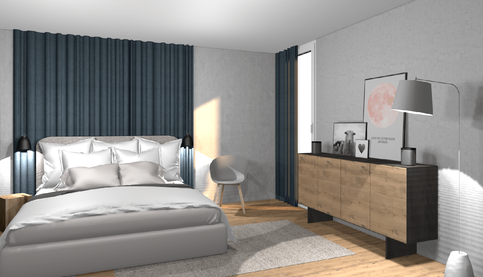 Schlafzimmer Konzept mit Einkaufsliste wohnly